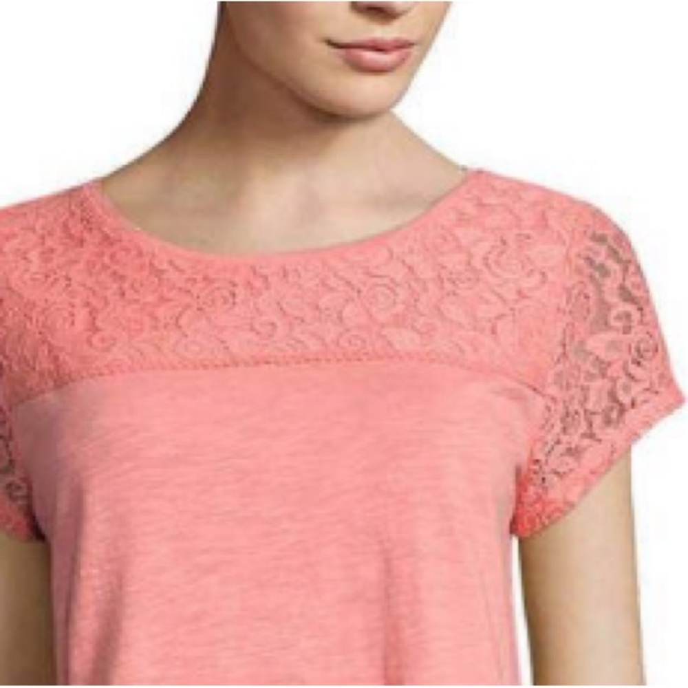 OLD NAVY Maternity Lace Shoulders Coral Top | XL